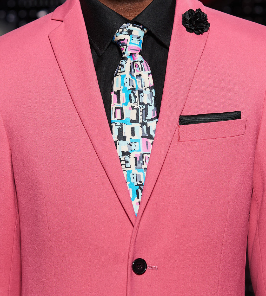 Slim Fit Bright Pink Solid Suit