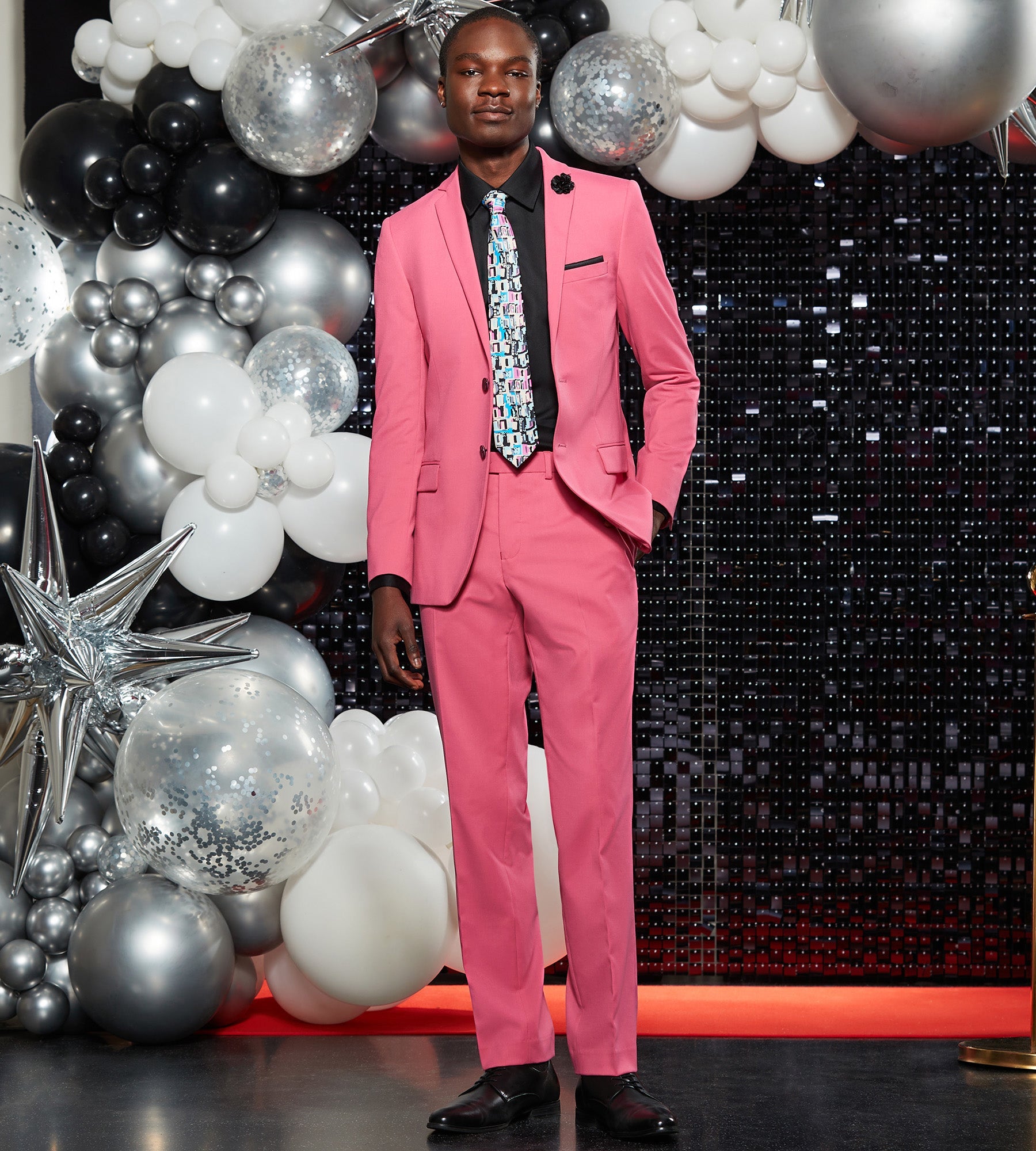 Slim Fit Bright Pink Solid Suit