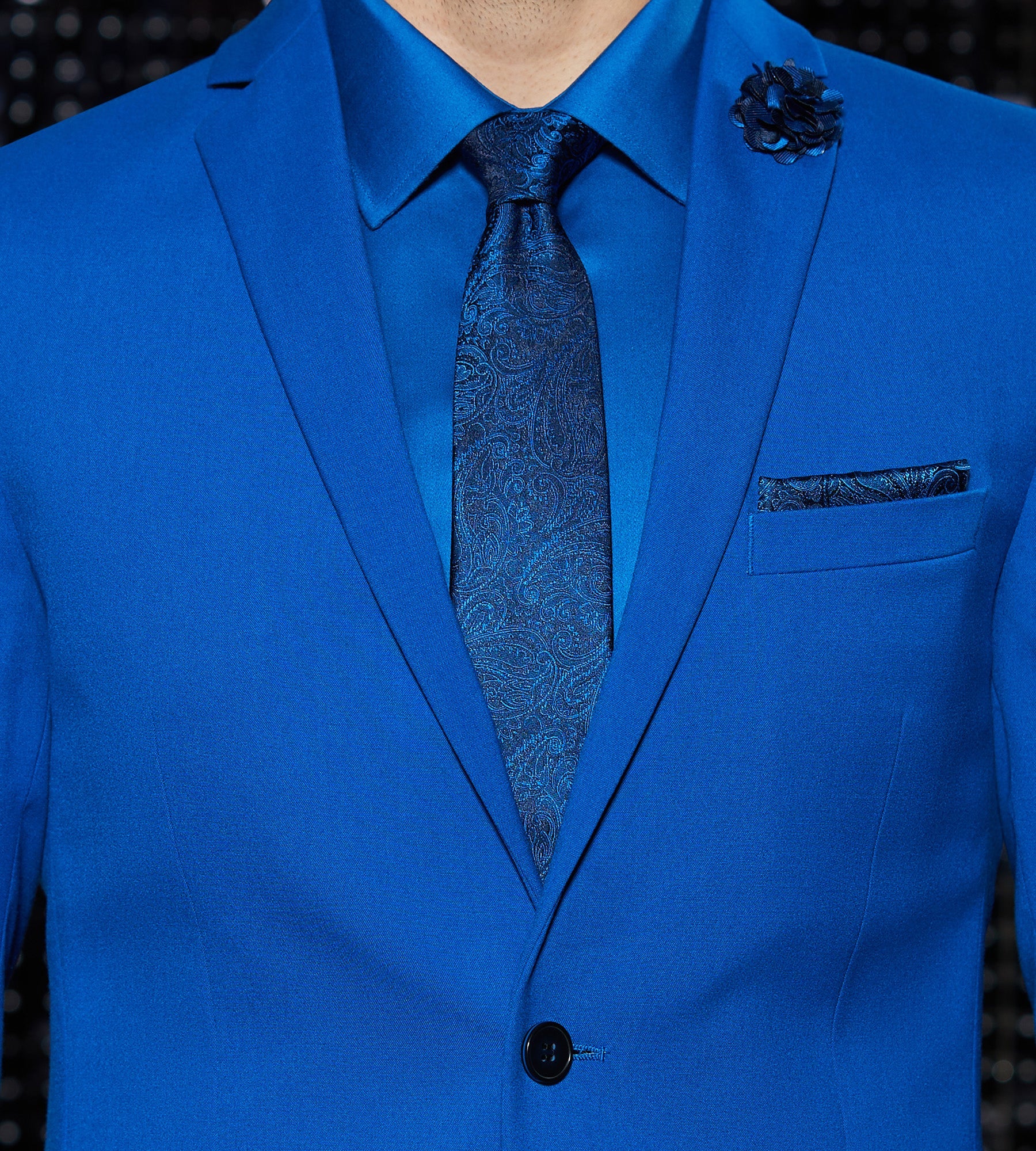 Slim Fit Bright Blue Solid Suit