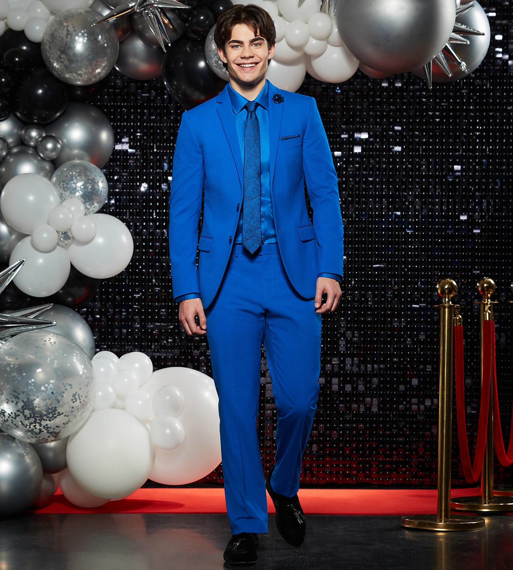 Slim Fit Bright Blue Solid Suit
