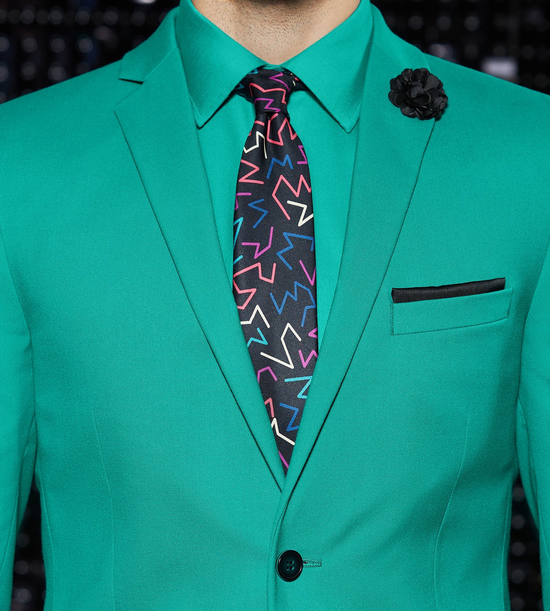 Slim Fit Bright Green Solid Suit