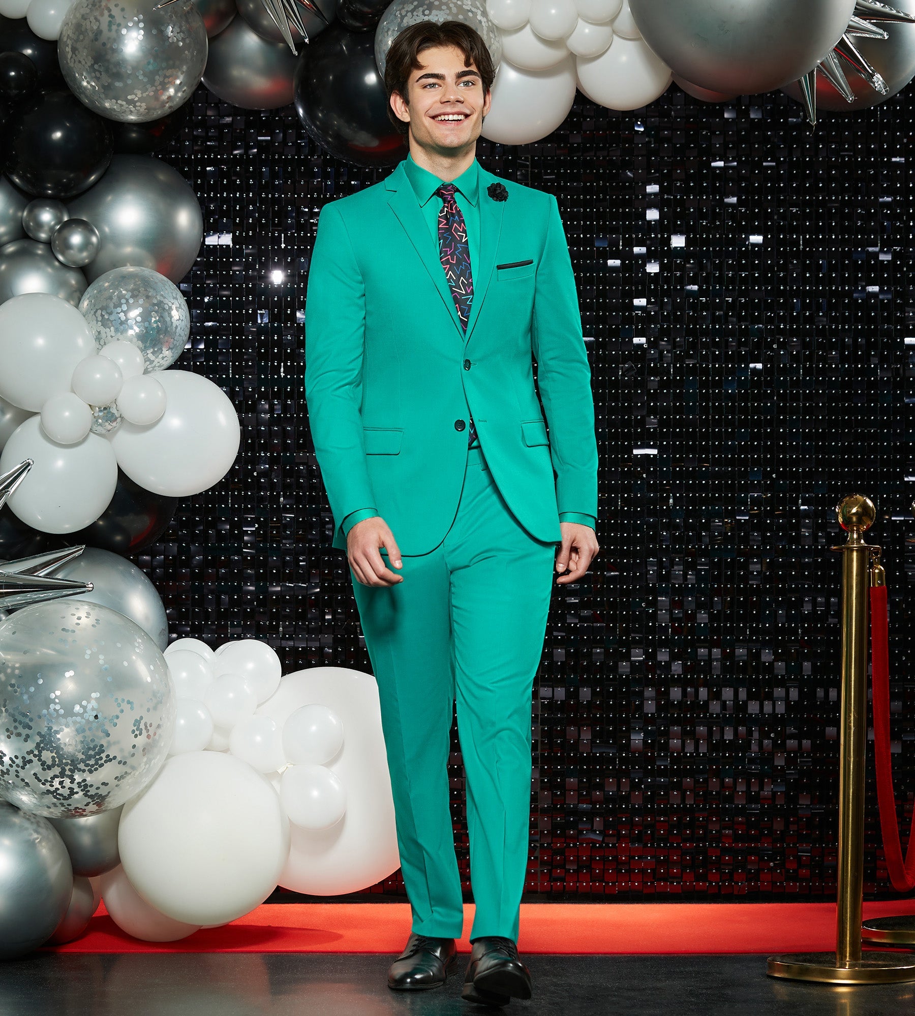Slim Fit Bright Green Solid Suit