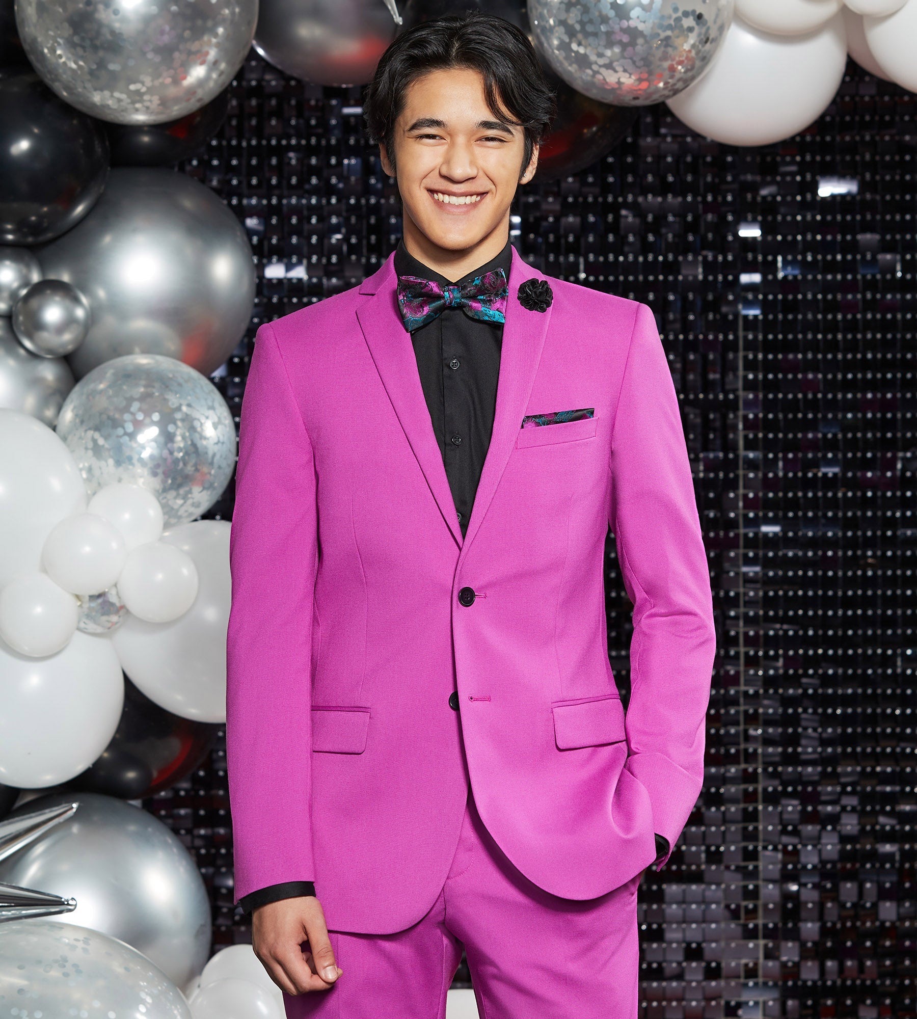 Slim Fit Bright Purple Solid Suit