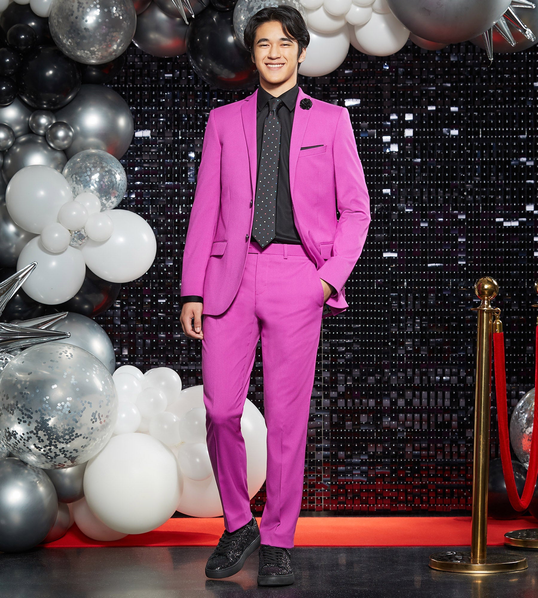Slim Fit Bright Purple Solid Suit