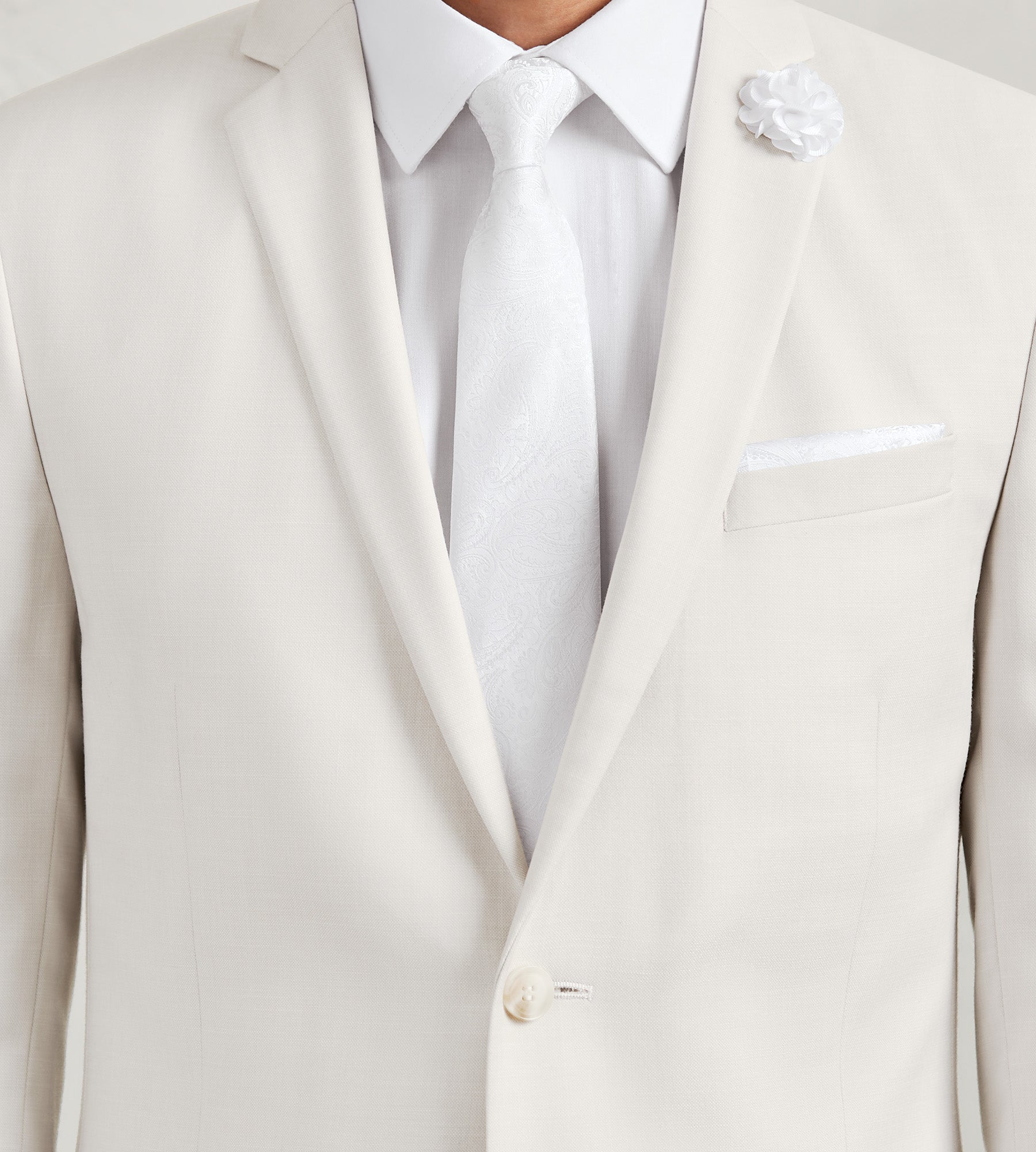 Modern Fit Off White Solid Suit