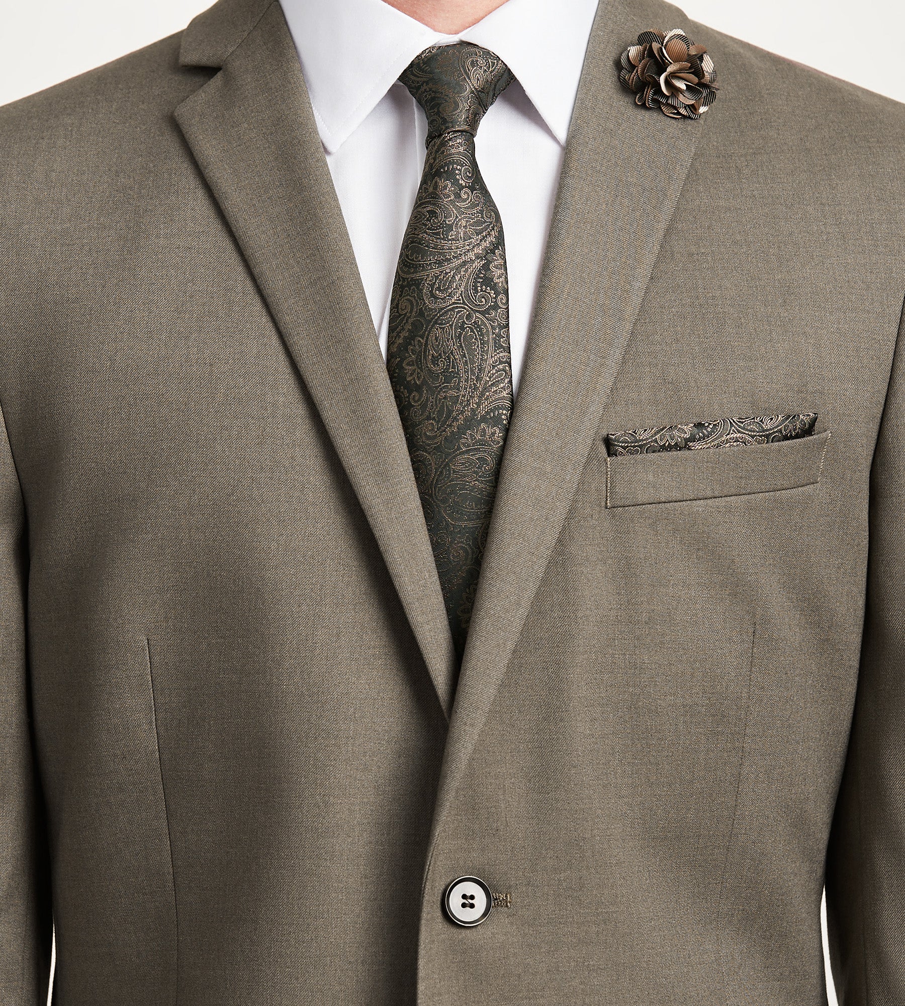 Slim Fit Light Brown Solid Suit