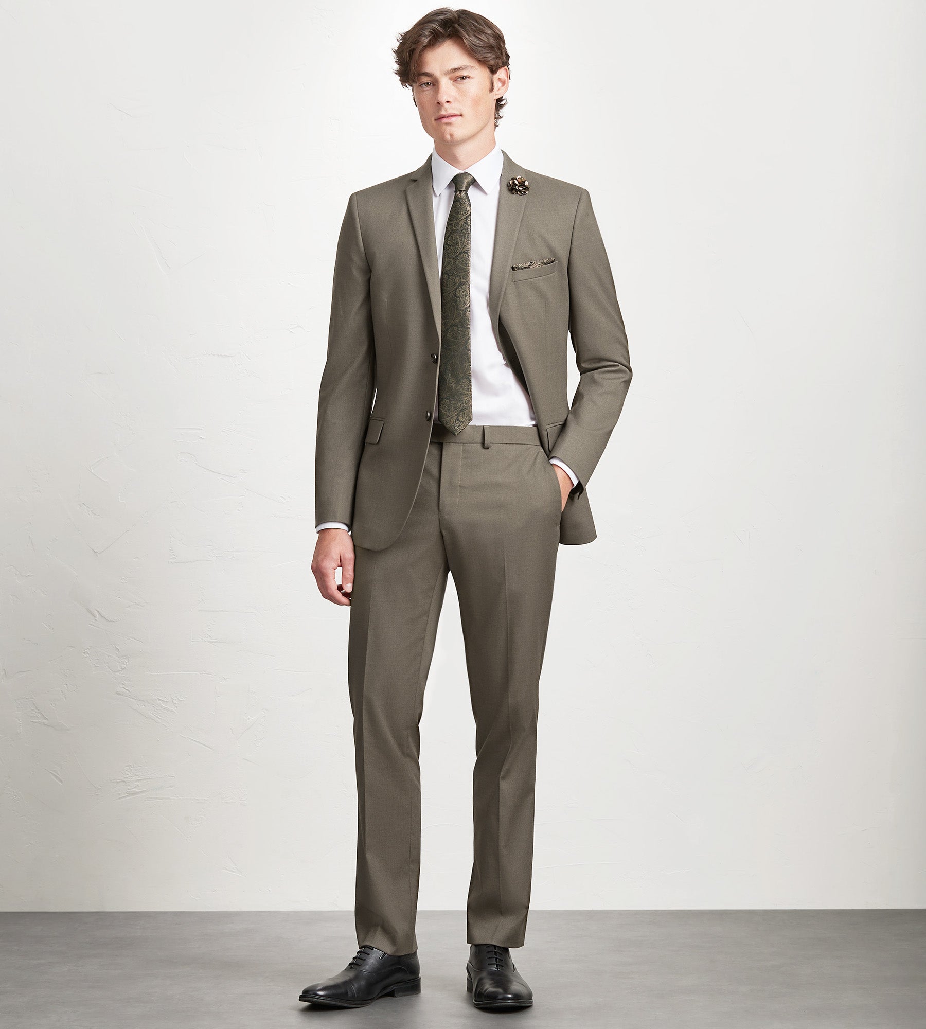 Modern Fit Light Brown Solid Suit