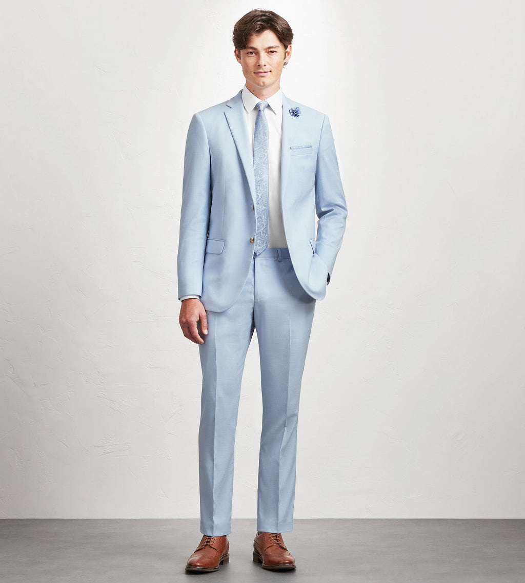 Slim Fit Light Blue Solid Suit