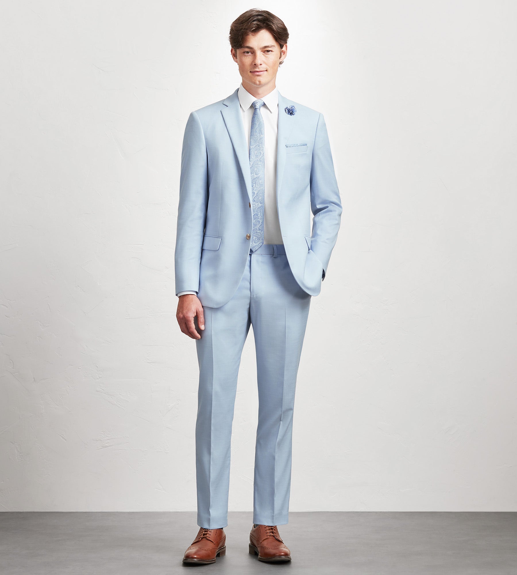 Slim Fit Light Blue Solid Suit