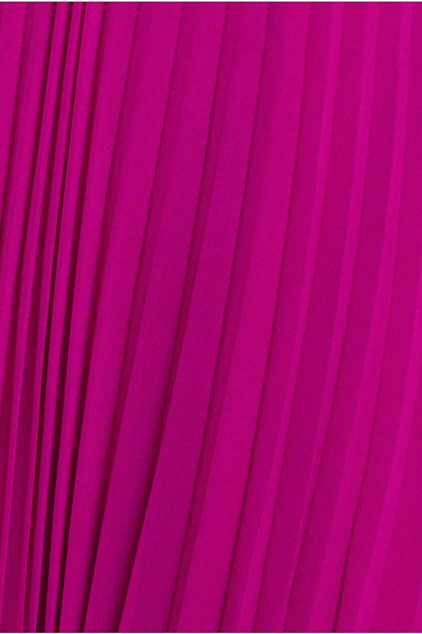 Cowl Neck Pleated A-Line Chiffon Midi Dress - Magenta by Goddiva